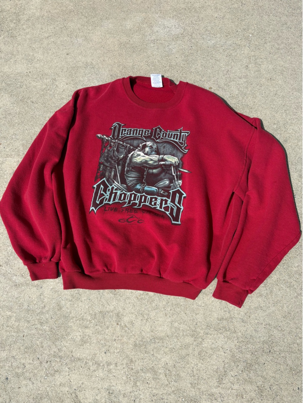 Orange County choppers Red Graphic Crewneck Sweatshirt